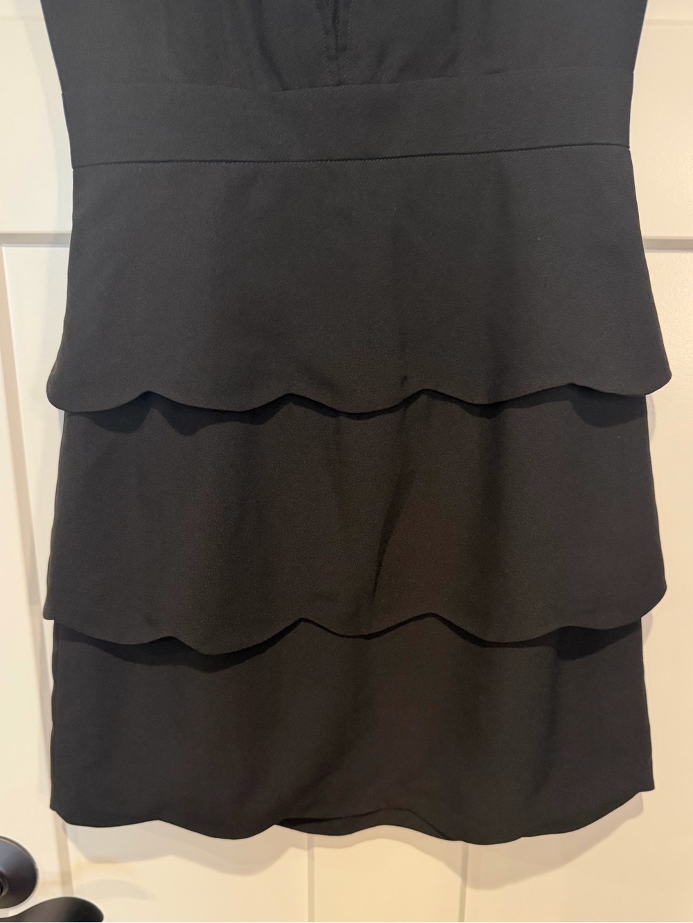 Coincidence & Chance Black Scallop Sheath Dress with Mesh V-Neck - Picture 6 of 11